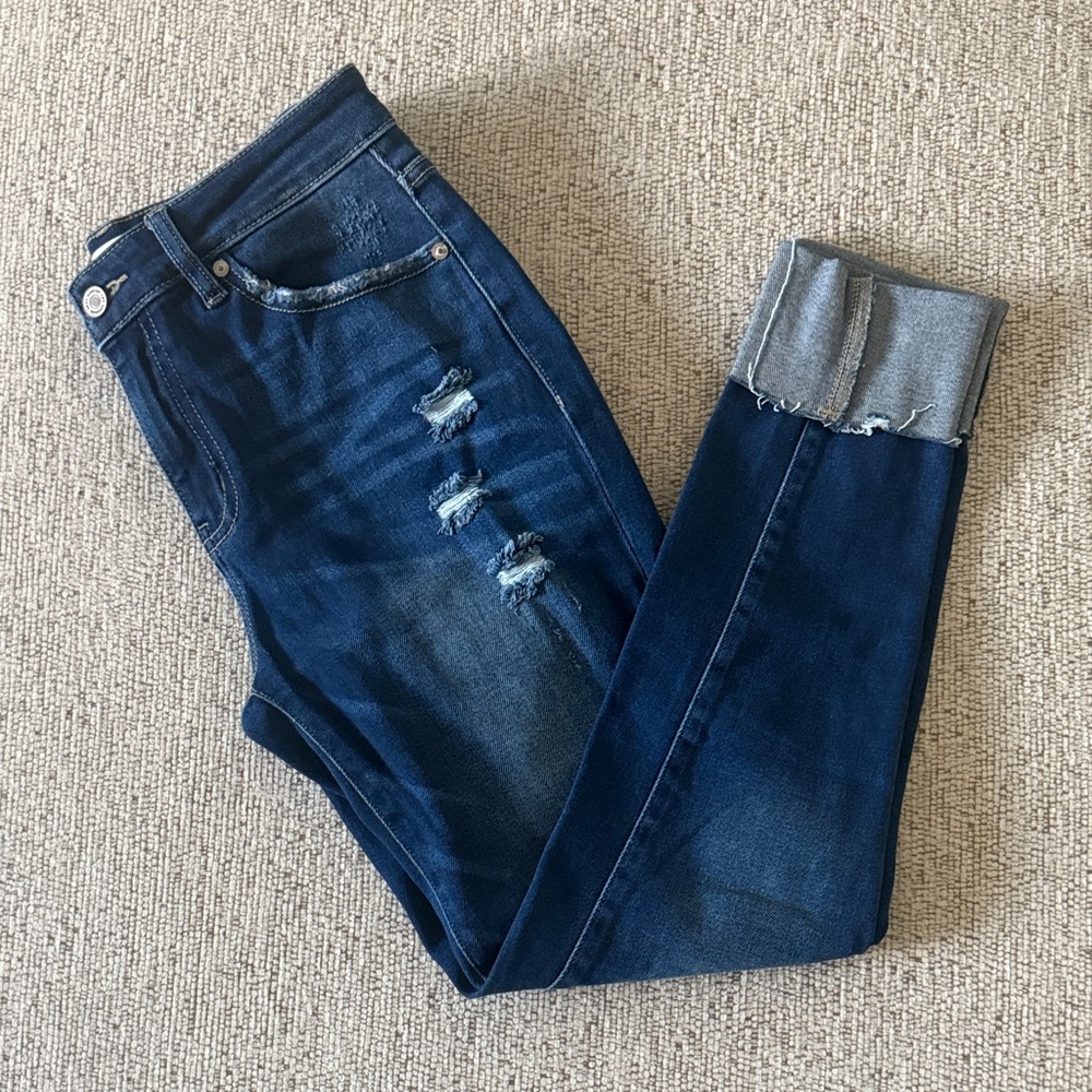 KanCan Midnight Blue Ripped Skinny Jeans